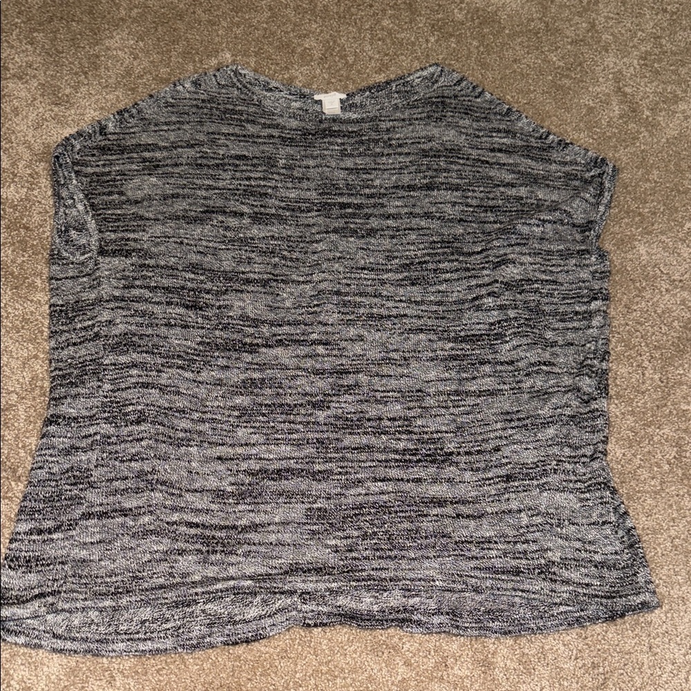 J Jill Pure Jill Gray and Black Linen Blend Top - size Medium Tall. B7